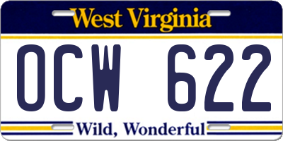 WV license plate OCW622