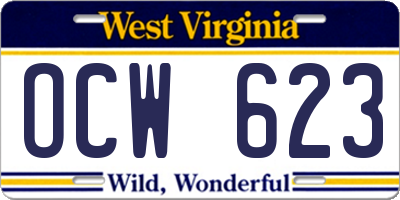 WV license plate OCW623