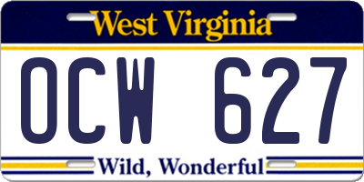 WV license plate OCW627