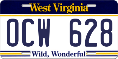 WV license plate OCW628