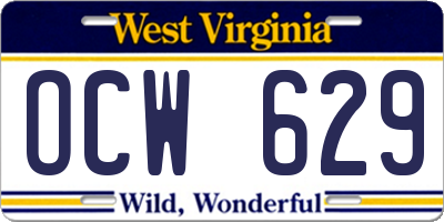 WV license plate OCW629
