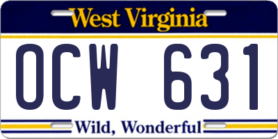 WV license plate OCW631