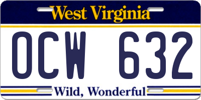 WV license plate OCW632