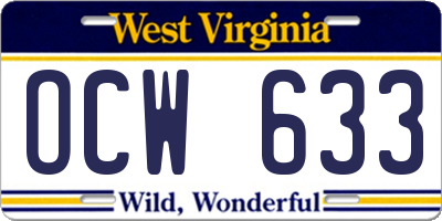 WV license plate OCW633