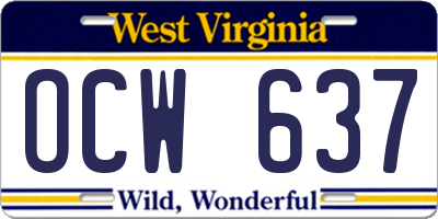 WV license plate OCW637