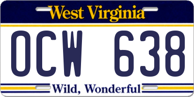 WV license plate OCW638