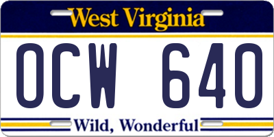 WV license plate OCW640