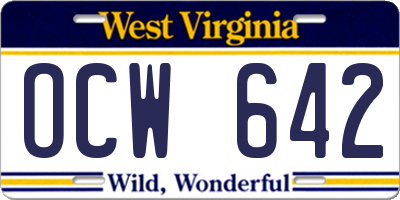 WV license plate OCW642
