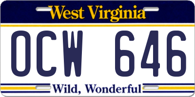 WV license plate OCW646