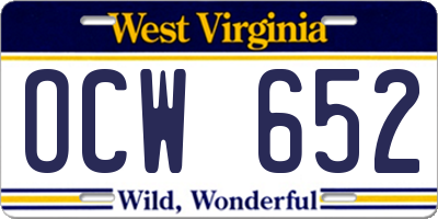 WV license plate OCW652