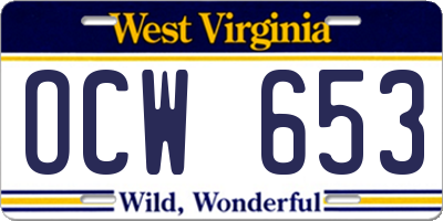 WV license plate OCW653