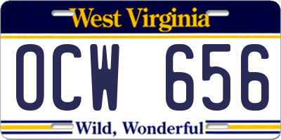 WV license plate OCW656
