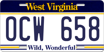 WV license plate OCW658