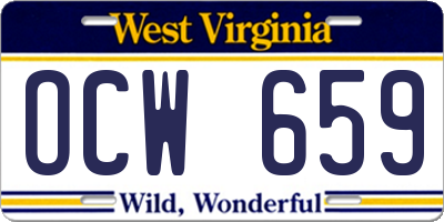 WV license plate OCW659