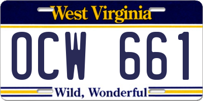 WV license plate OCW661