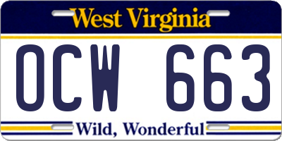 WV license plate OCW663