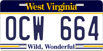 WV license plate OCW664