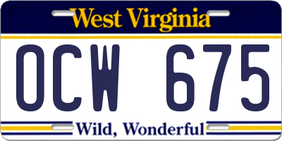 WV license plate OCW675