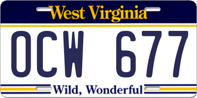 WV license plate OCW677