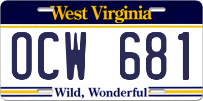WV license plate OCW681