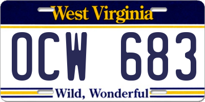 WV license plate OCW683