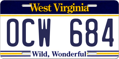 WV license plate OCW684
