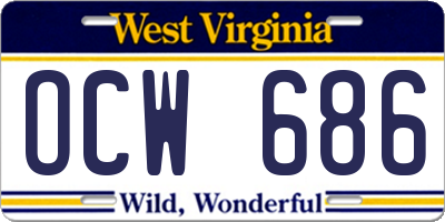WV license plate OCW686