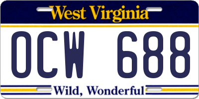 WV license plate OCW688