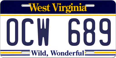 WV license plate OCW689