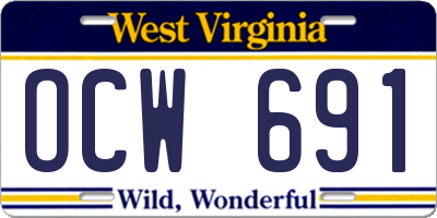 WV license plate OCW691