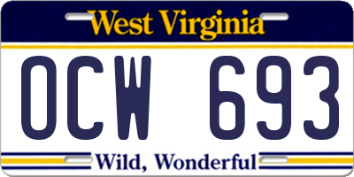 WV license plate OCW693