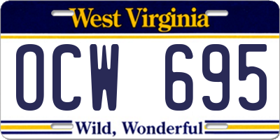 WV license plate OCW695