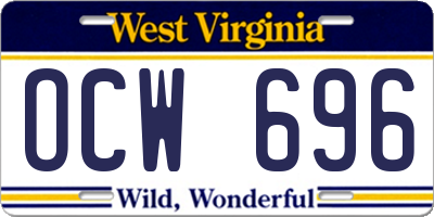 WV license plate OCW696