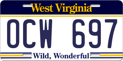 WV license plate OCW697