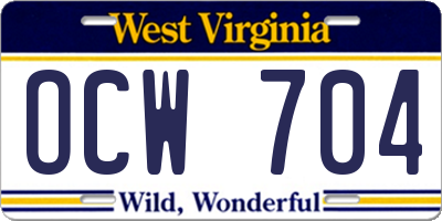 WV license plate OCW704