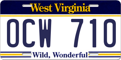 WV license plate OCW710