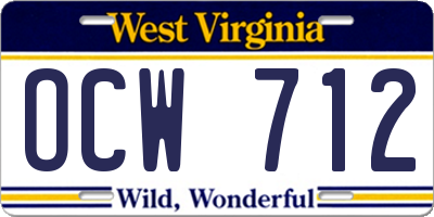 WV license plate OCW712
