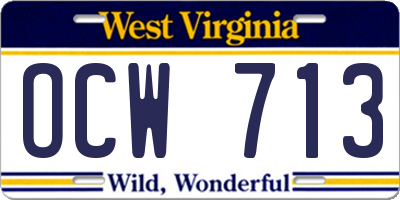 WV license plate OCW713
