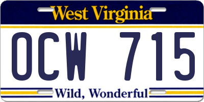 WV license plate OCW715