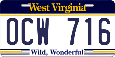 WV license plate OCW716