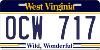 WV license plate OCW717