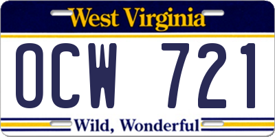WV license plate OCW721