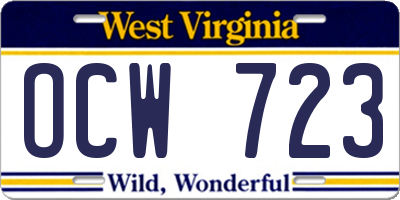 WV license plate OCW723