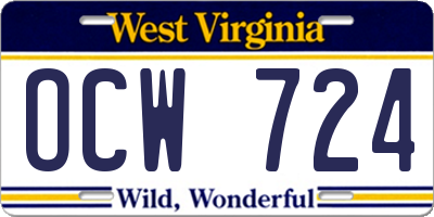 WV license plate OCW724