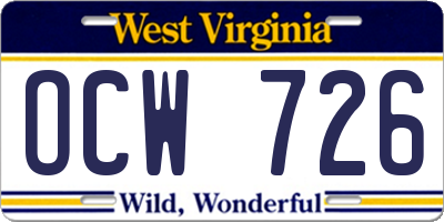 WV license plate OCW726
