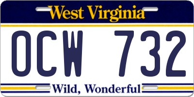 WV license plate OCW732
