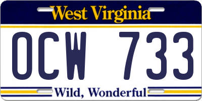 WV license plate OCW733