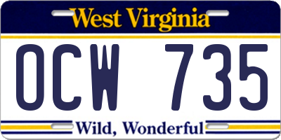 WV license plate OCW735