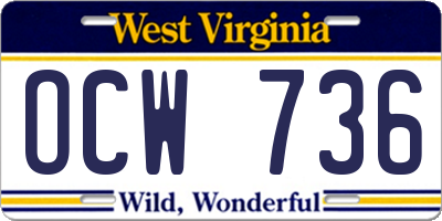 WV license plate OCW736