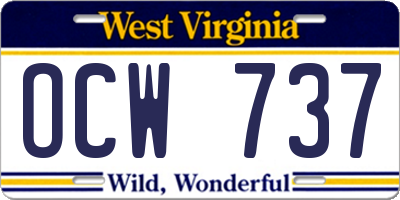 WV license plate OCW737